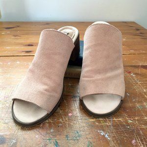 Steve Madden Women's Mules, Block Heel, Open Toe Pink Suede, Size 9.5